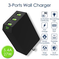 Multiport USB Charger 5.4A Power Adapter Mobile Phone Accessory Travel Charger with Foldable Plug