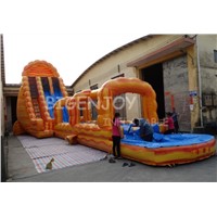 Marble Yellow Color Giant Long Hippo Inflatable Water Slide for Adults