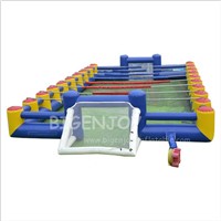 Outdoor Giant Blow up Human Foosball Court Game Rentals New 3 in 1 Soap Football Pitch Arena Inflatable Soccer Field