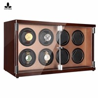 CHIYODA Watch Winder for 8 Watches, Automatic Watch Box with Quiet Mabuchi Motor &amp;amp; LCD Touch Screen - High Gross Brown