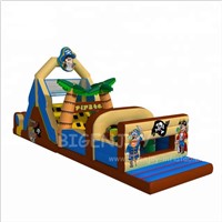 Adult &amp;amp; Kids Pirate Obstacle Course Inflatable Slide Combo Castle Pirate Ship Bounce House