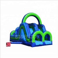 Green &amp;amp; Blue Double Lane Inflatable Slide for Party Rentals Cheap Inflatable Obstacle Course