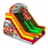 Fire Fighting Truck &amp;amp; Fire Fighter Inflatable Games for Rental Blow up Double Lane Slide Inflatable Jumping Slide