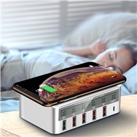 Tenee 818F QC 3.0, Wireless &amp;amp; Multi Port USB Charger with LED Screen