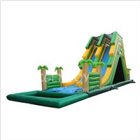Jungle Water Slide with Pool Children Kids Double Lane Slip N Slide Giant Inflatable Water Slides