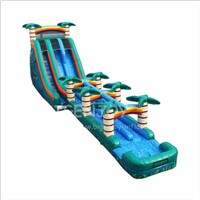 Kids Adults Custom Palm Tree Slip n Slide Waterslide 30 Meters Long Giant Steep Inflatable Water Slide with Pool for Res