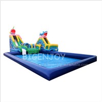 Pool Blow up Water Park with Pool Giant Inflatable Water Slides