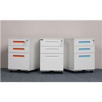 Metal Mobile Pedestal with Handle Drawers File Cabinet