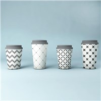 Biodegradable Bamboo Fiber Reusable Coffee Cups with Silicone Lid &amp;amp; Sleeve