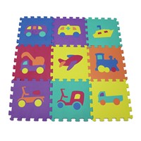 Odorless 12in x 12in 9/Set EVA Child Vehicle Puzzle Play Mat