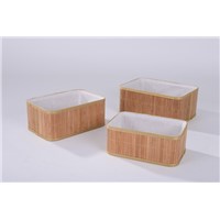 Hot Sale Bamboo Storage Baskets with Polyester Fabric Liner, Rectangle Shape. Storag Box.