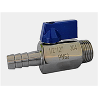 Stainless Steel (304/316) Hose Mini Ball Valve - 7/8/10/12mm with Male Thread