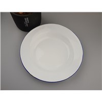 White Enamel Plate Round Metal Dish