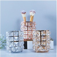 Gold/Sliver/Rose Gold Metal with Crystal Beaded Pen Cosmetic Brush Holder