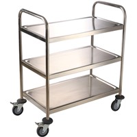 Round Tube Kitchen Cart Stainless Steel Dining Cart Serving Trolley