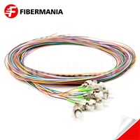 12 Fibers FC/APC 9/125 Single Mode Color-Coded Fiber Optic Pigtail Unjacketed