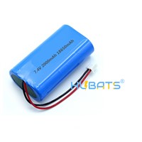 Hubats 7.4V Lithium Battery 18650 2000mAh 2s1p Li-Ion Rechargeable Battery Pack with Cable Connector for LED Light/Heate