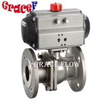 Flanged Stainless Steel Valve with Double Acting or Spring Return Pneumatic Actuator