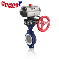PTFE Lined Double Acting &amp;amp; Spring Return Pneumatic Butterfly Valve Wafer