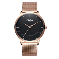 ONLYOU Fashion Lovers Watch Luxury Quartz Watches Special Genuine Leather for Ladies Black Couple Wristwatc