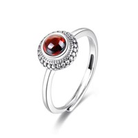 Handmade Modern Garnet Stone Jewelry Red Garnet Flower Dress Ring Sterling Silver