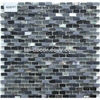Modern Home Decor 15x30mm Strip Sea Shell Blue Shell Mix Glass Mosaic Tile