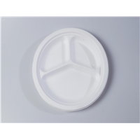 9.5&amp;quot; 3-Comp Quality Disposable Biodegradable Round Plate(Waterproof, Oil-Proof, Fit to Microwave)