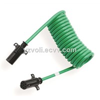 Trailer Connector Coiled Green Cable Truck ABS Power Cord 7 Core