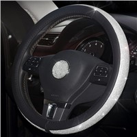 Hot New Lilancrystal Auto Car Steering Wheel Cover PU Leather w/ Cool Bling Rhinestone 38cm Steering Wheel Cover