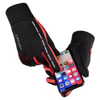 Winter Outdoor Bicycle Gloves with Reflective Stripes Non-Slip Warm Fleece Gloves for Running Hiking for Men &amp;amp; Women