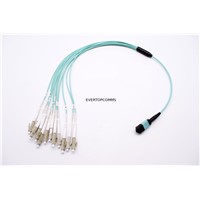 12 Core MPO-LC UPC OM3 Fiber Optic Patch Cord PVC Material for Active Device Termination