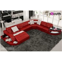 U Shaped Large Sectional Leather Sofa with Chaise
