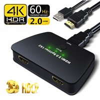 HDMI Splitter HDMI 2.0 1 in 2 Out Splitter Support YUV 4:2:0 HDR 2K HDCP 1.4