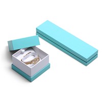 Box for Jewelry Packaging Cardboard Gift Box with Lid Blue Box for Ring Necklace Bracelets