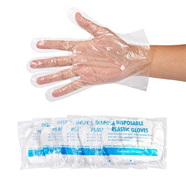 Disposable Clear Blue Glove Transparent Hand Protective Gloves  Thin Film PE Food Service Safety Hands Protection