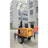 Outdoor Diesel-Powered Mobile LED Lighting Tower with 9 Meter Auto Extendable Pneumatic Mast 100L Tower