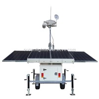 Outdoor Solar-Powered Mobile Surveillance Trailer with Manual Or Pneumatic Mast