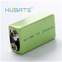 Hubats 9V 280mAh Ni-MH 9 Volt 280mah 6F22 Rechargeable Battery for Smoke Alarms, Professional Audio
