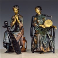 A Set of Four Stylized Modern Bronze Statues of Me, Bronze Statue of a Chinese Woman