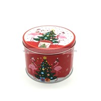 Christmas Round Metal Tin Can Packing Empty Cookie Tin Gift Boxes