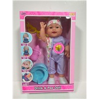 14 Inches Doll Toy with Drink Water &amp;amp; Pee, Baby Doll Set