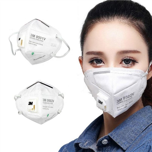 3M Respirator Mask 9502V KN95 N95 Disposable Face Mouth Mask Adjustable Headgear Full Face Protection Breathing Dust