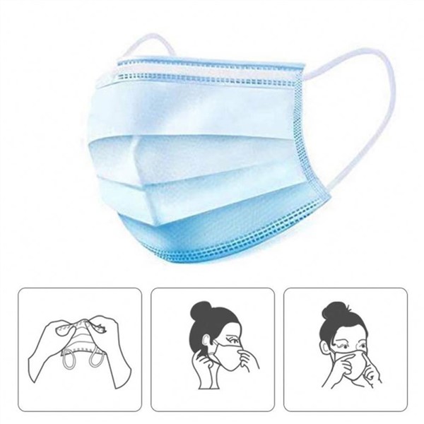 Disposable Blue Surgical Face Mask Earloop Non-Woven 3 PLY Medical Antiviral Flu Mask Comfortable Safety Sanitary