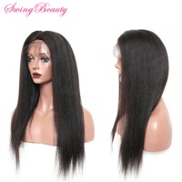 100% Natural Virgin RemyHair with Hand Made Full Lace Wig Yaki Straight Hair