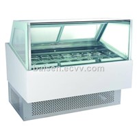 Square Glass White Marble Base Ice Cream Display Freezer/Ice Cream Dipping Freezer Cabinet