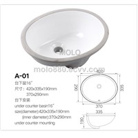 Round under Counter Basin Ceramic Wash Basin Bathroom Sink Sanitary Ware