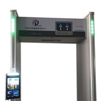 Temperature Detector Gate with Face Recognition &amp;amp; Thermometry. Walk through Metal Detector