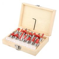 15pcs Woodworking Cutter Set In Wood Case Box 1/2&amp;quot; 1/2&amp;quot;(12.7mm) Shank Router-Bit Woodworking-Tools Milling-Cutter