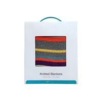 Rainbow Stripe Knitted Newborn Baby Blanket with Sherpa