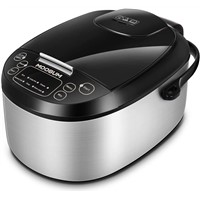 Amber Electric Rice Cooker, Steel Pot, Multi-Purpose Programmable Slow Cooker SILVER